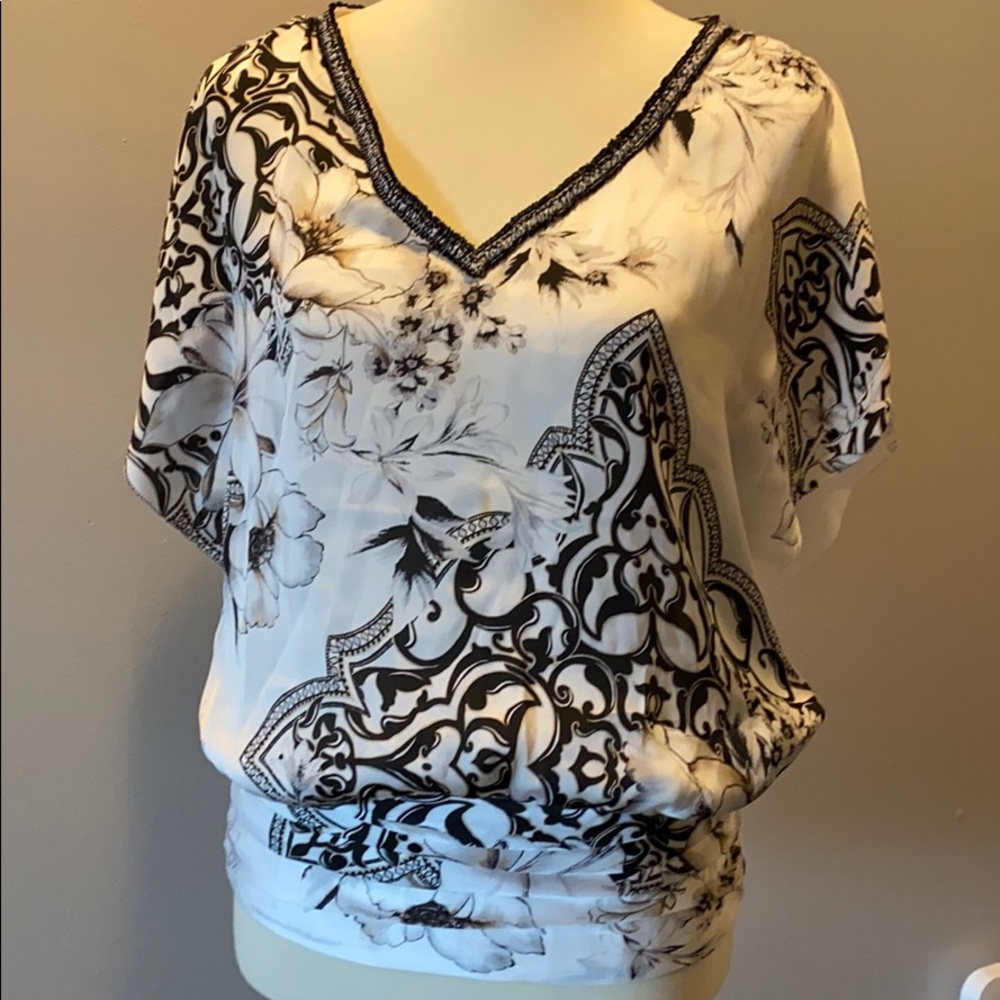 Black and white printed blouse